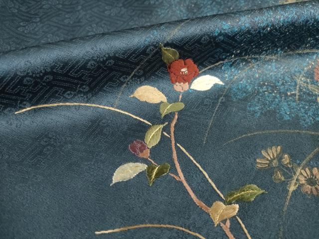 平和屋着物●訪問着 刺繍 短冊花文 金彩 正絹 逸品 AABI4560ck