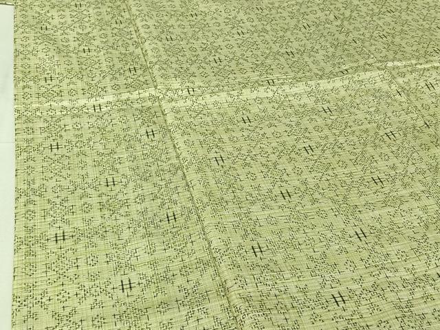 平和屋着物▽上質な紬 単衣 幾何学文様 正絹 逸品 AABI4561jh