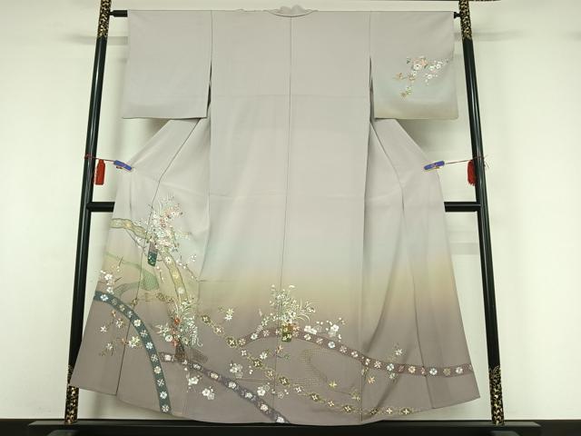 平和屋着物▽中国三大刺繍 汕頭刺繍 スワトウ刺繍 訪問着 単衣