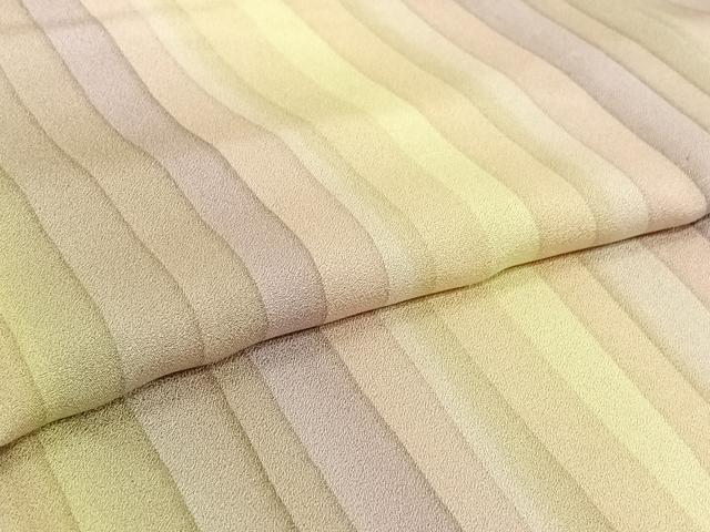 平和屋着物▽上質な小紋 単衣 縞 正絹 逸品 AABI4573jh