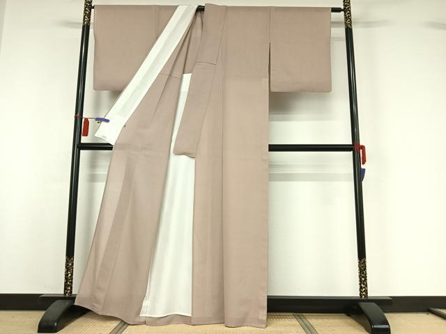 平和屋着物▽上質な紬 単衣 灰桜色 阪急百貨店扱い 正絹 逸品 AABI4577jh