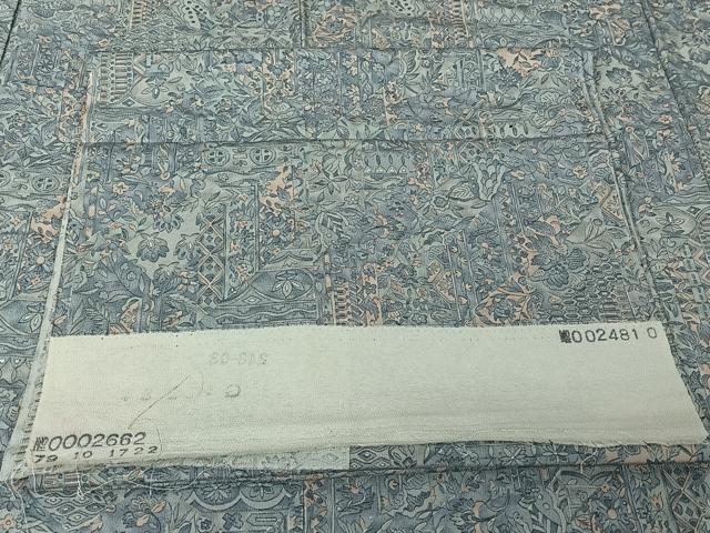 平和屋着物▽上質な小紋 単衣 切り嵌め更紗花文 反端付き 正絹 逸品 AABI4578jh