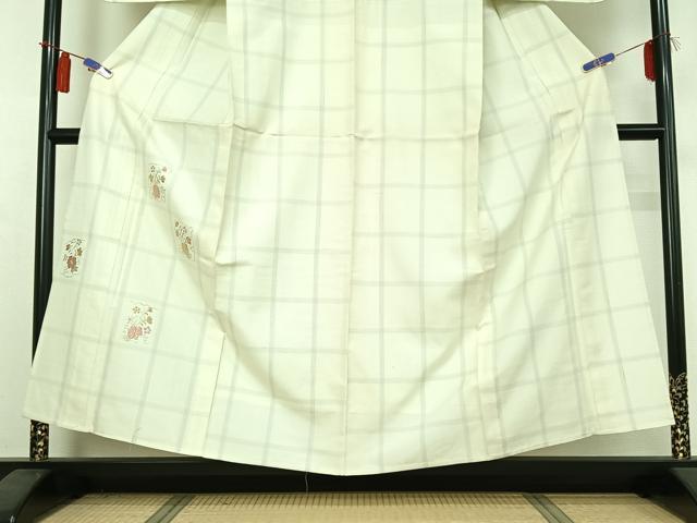 平和屋着物▽訪問着 単衣 紬地 刺繍 草花文 正絹 逸品 AABI4581jh