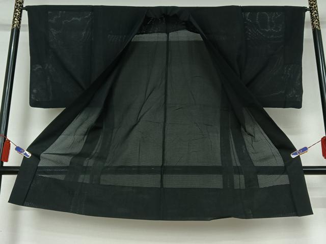 平和屋着物▽男性 長羽織 スリーシーズン 春夏秋 塵除け 暗黒色 黒地 正絹 逸品 AABI4591jh