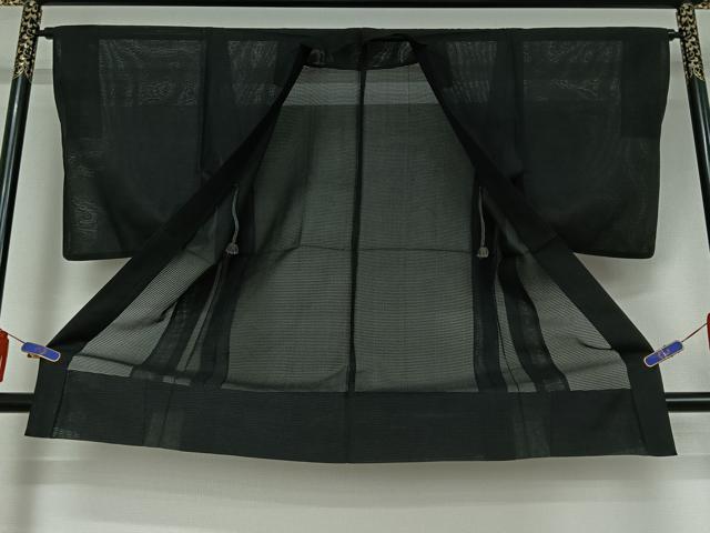 平和屋着物▽羽織 スリーシーズン 春夏秋 塵除け 暗黒色 黒地 正絹 逸品 AABI4592jh