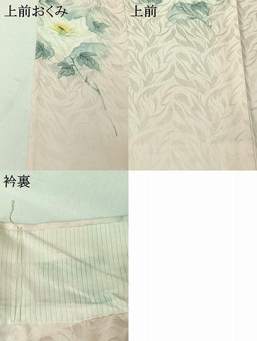 平和屋着物▽上質な小紋 単衣 手描き 草花文 正絹 逸品 AABI4599jh