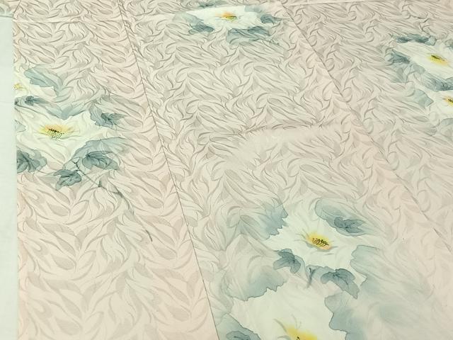 平和屋着物▽上質な小紋 単衣 手描き 草花文 正絹 逸品 AABI4599jh