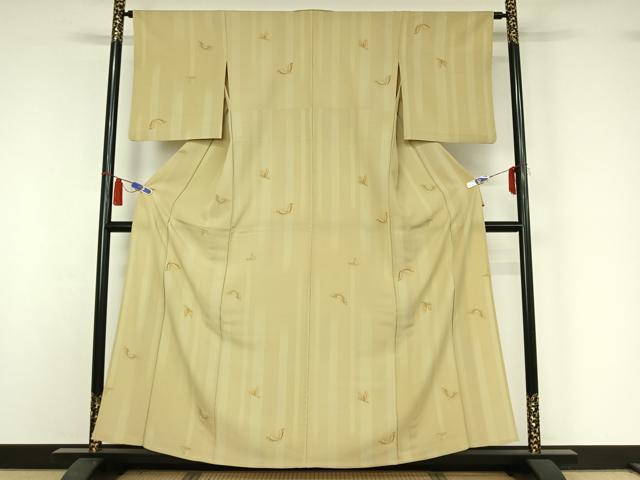 平和屋着物▽上質な小紋 単衣 舞蝶文 正絹 逸品 AABI4605jh