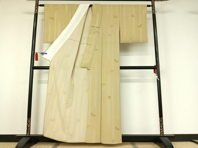 平和屋着物▽上質な小紋 単衣 舞蝶文 正絹 逸品 AABI4605jh