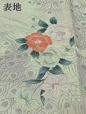 平和屋着物▽上質な小紋 単衣 草花文 暈し染め 正絹 逸品 AABI4606jh