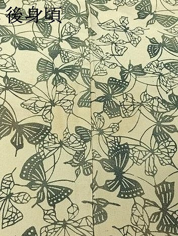 平和屋着物▽上質な小紋 単衣 型染め 舞蝶文 正絹 逸品 AABI4611jh
