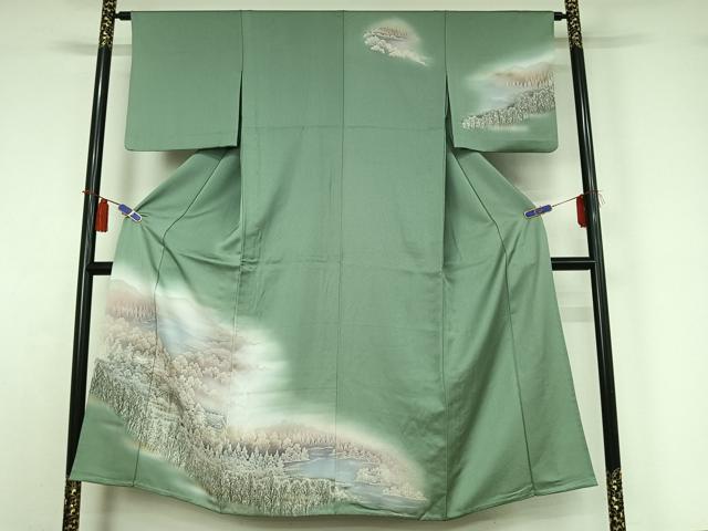 平和屋着物▽訪問着 単衣 風景文 暈し染め 正絹 逸品 AABI4613jh