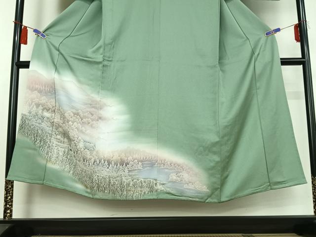 平和屋着物▽訪問着 単衣 風景文 暈し染め 正絹 逸品 AABI4613jh