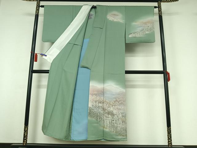 平和屋着物▽訪問着 単衣 風景文 暈し染め 正絹 逸品 AABI4613jh