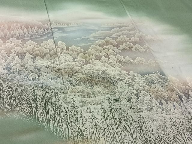 平和屋着物▽訪問着 単衣 風景文 暈し染め 正絹 逸品 AABI4613jh