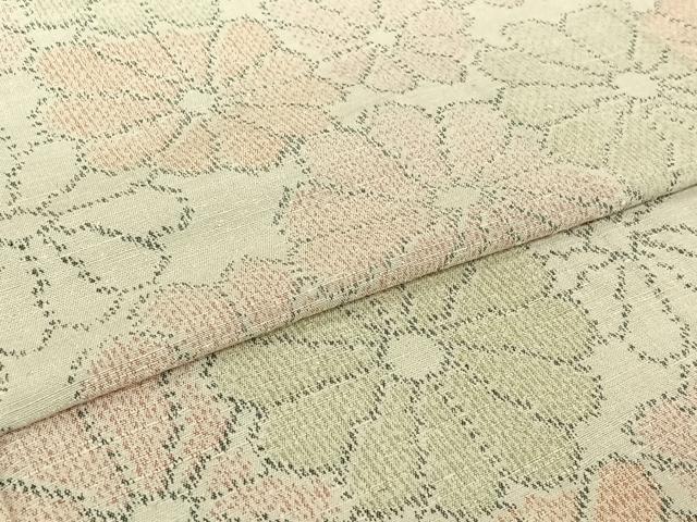 平和屋着物▽上質な紬 単衣 舞花文 正絹 逸品 AABI4614jh