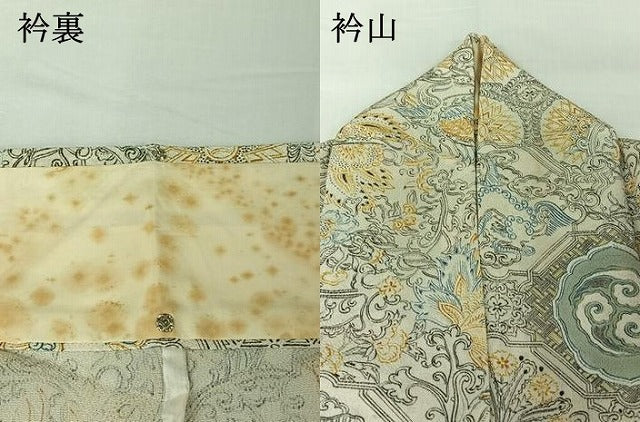 平和屋着物▽上質な小紋 単衣 更紗花文 鬼しぼ縮緬 正絹 逸品 AABI4617jh