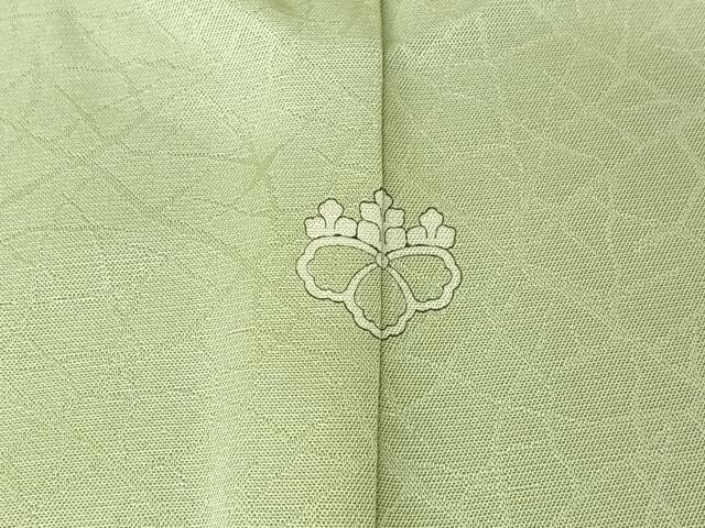 平和屋着物▽上質な色無地 単衣 氷割れ地紋 若芽色 正絹 逸品 AABI4631jh