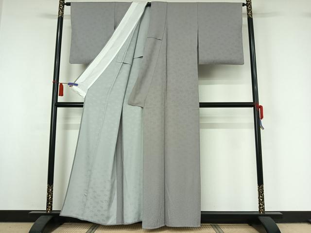 平和屋着物▽上質な色無地 単衣 唐草地紋 潤色 正絹 逸品 AABI4633jh