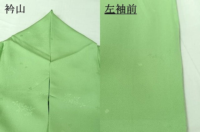 平和屋着物▽上質な色無地 単衣 草花地紋 薄萌葱色 正絹 逸品 AABI4634jh
