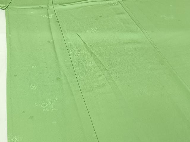 平和屋着物▽上質な色無地 単衣 草花地紋 薄萌葱色 正絹 逸品 AABI4634jh