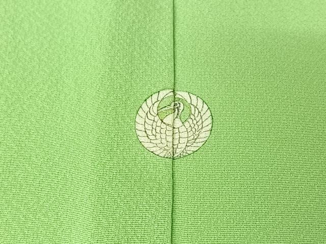 平和屋着物▽上質な色無地 単衣 草花地紋 薄萌葱色 正絹 逸品 AABI4634jh