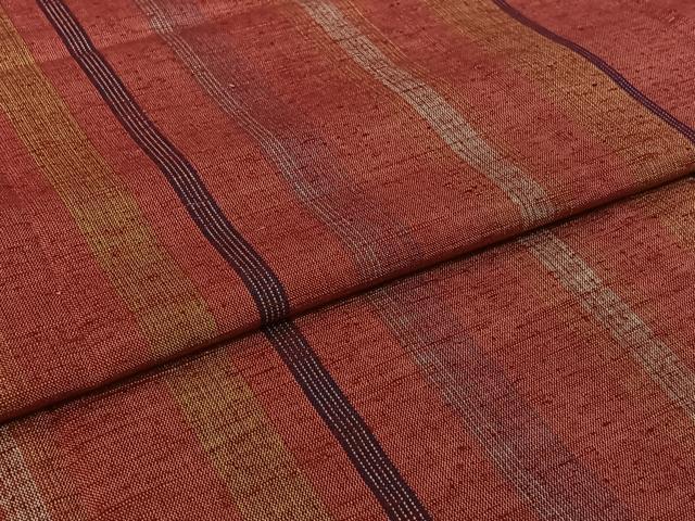 平和屋着物▽上質な紬 単衣 縞 正絹 逸品 未使用 AABI4638jh