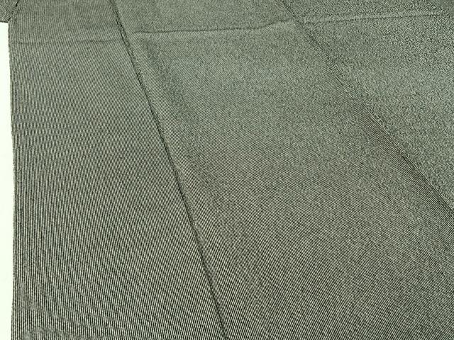 平和屋着物▽男性 江戸小紋 単衣 万筋 暗黒色×白色 鬼しぼ縮緬 正絹 逸品 AABI4642jh