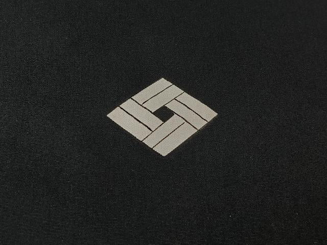 平和屋着物▽男性 黒紋付 単衣 アンサンブル 暗黒色 正絹 逸品 AABI4647jh