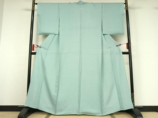 平和屋着物▽上質な色無地 単衣 錆青磁色 正絹 逸品 AABI4657jh