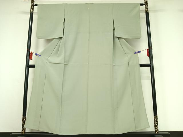 平和屋着物▽上質な色無地 単衣 青磁鼠色 正絹 逸品 AABI4658jh