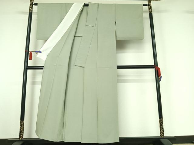 平和屋着物▽上質な色無地 単衣 青磁鼠色 正絹 逸品 AABI4658jh