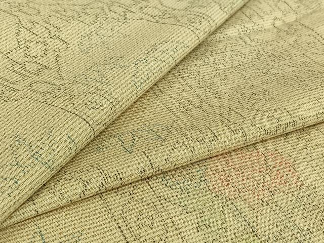 平和屋着物▽上質な紬 単衣 亀甲花文 正絹 逸品 AABI4659jh