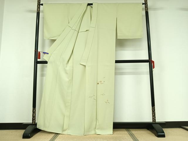 平和屋着物▽色留訪問着 単衣 総刺繍 駒刺繍 吹き寄せ文 金糸 正絹 逸品 AABI4664jh