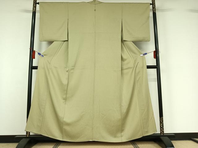 平和屋着物▽上質な色無地 単衣 若芽色 正絹 逸品 AABI4665jh