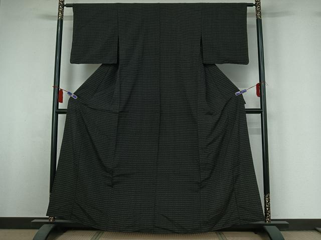 平和屋着物▽上質な紬 単衣 横段文 正絹 逸品 AABI4678jh