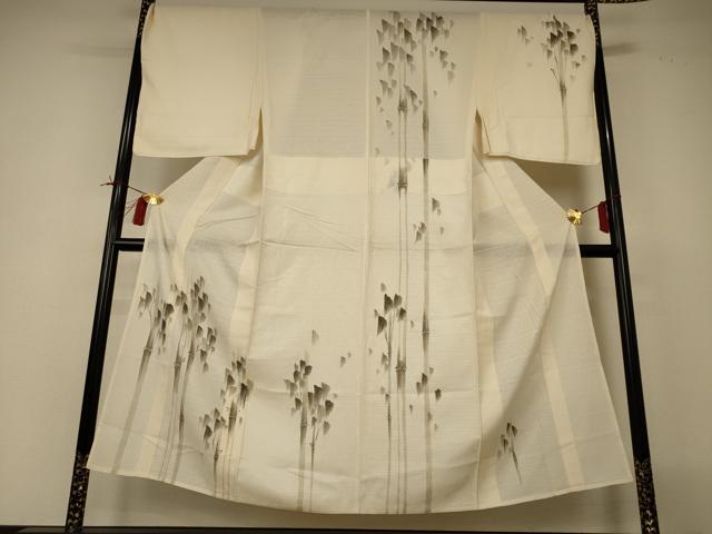平和屋着物*夏物 男性 訪問着 手描き 竹文 金彩 正絹 逸品 AABI4687jd