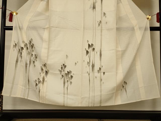 平和屋着物*夏物 男性 訪問着 手描き 竹文 金彩 正絹 逸品 AABI4687jd