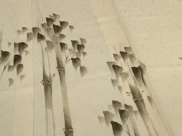 平和屋着物*夏物 男性 訪問着 手描き 竹文 金彩 正絹 逸品 AABI4687jd