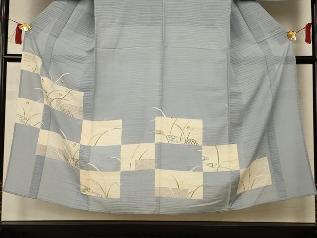 平和屋着物*夏物 男性 訪問着 絽 友禅 蛍 銀彩 キングサイズ 正絹 逸品 AABI4689jd