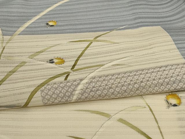 平和屋着物*夏物 男性 訪問着 絽 友禅 蛍 銀彩 キングサイズ 正絹 逸品 AABI4689jd