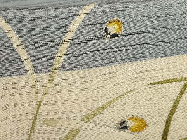 平和屋着物*夏物 男性 訪問着 絽 友禅 蛍 銀彩 キングサイズ 正絹 逸品 AABI4689jd