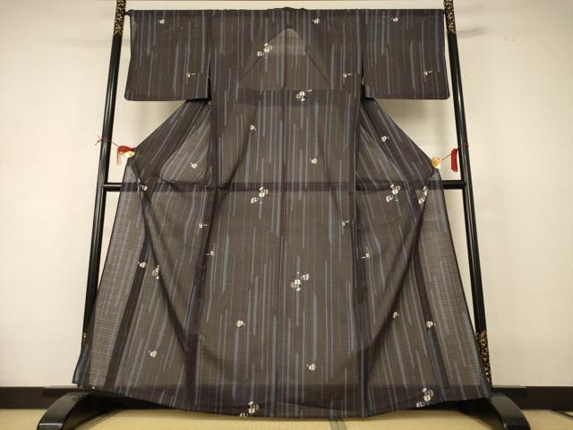 平和屋着物*夏物 小紋 絽 舞花文 洗える着物 AABI4694jd