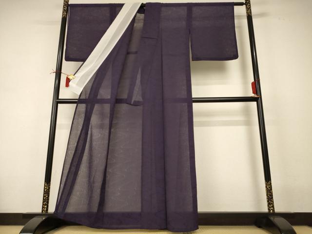 平和屋着物*夏物 色無地 流水文 滅紫色 洗える着物 AABI4698jd
