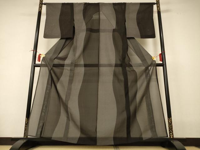 平和屋着物*夏物 本場大島紬 夏大島 よろけ縞 正絹 逸品 AABI4700jd