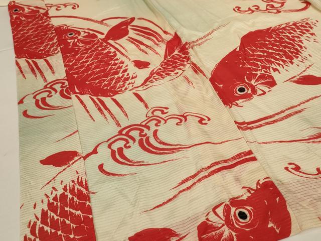 平和屋着物*夏物 アンティーク 大正ロマン 長襦袢 絽 鯉 正絹 逸品 AABI4722jd