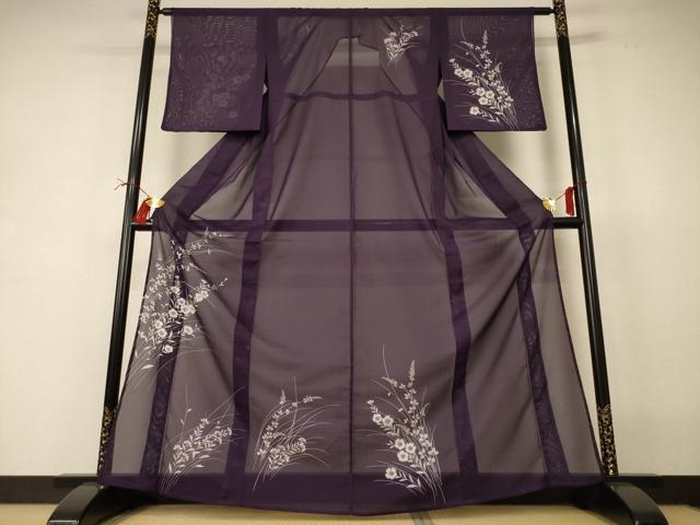 平和屋着物*夏物 訪問着 絽 草花文 銀彩 洗える着物 AABI4727jd