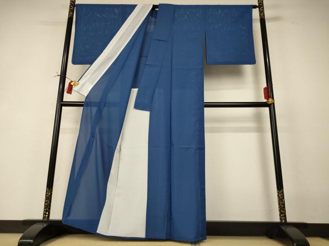 平和屋着物*夏物 色無地 絽 紺鼠色 洗える着物 AABI4728jd