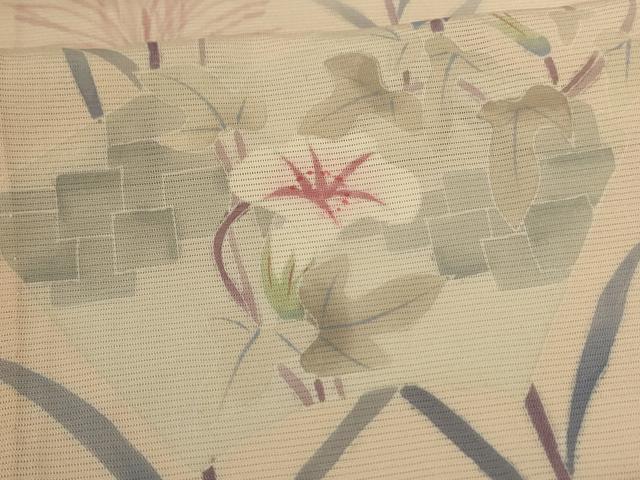 平和屋着物*夏物 訪問着 絽 手描き 地紙草花文 西武百貨店扱い 正絹 逸品 AABI4734jd