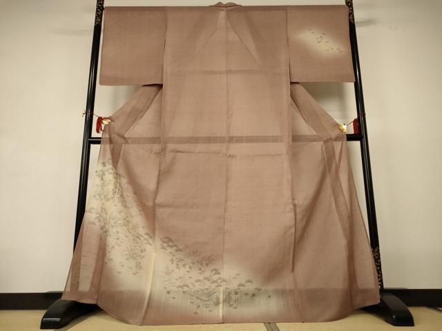 平和屋着物*夏物 染織の名門 しょうざん 生紬 訪問着 紗 流水草花文 暈し染め 正絹 逸品 AABI4743jd